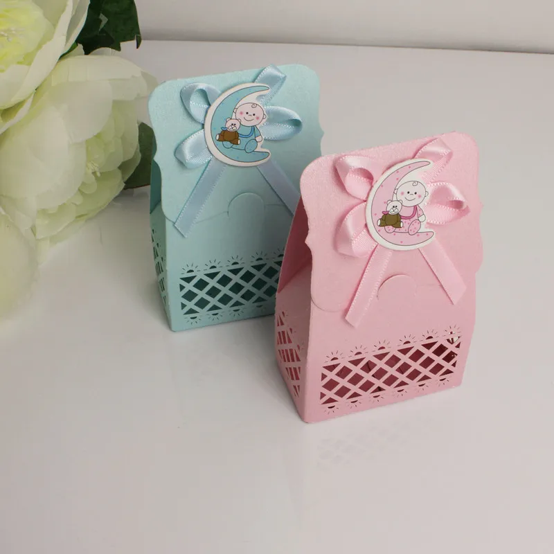 

60pcs Cute Baby Shower candy box Event Party Supplies Decoration boy and girl Paper Baptism Kid Favors Gift Sweet Birthday Bag