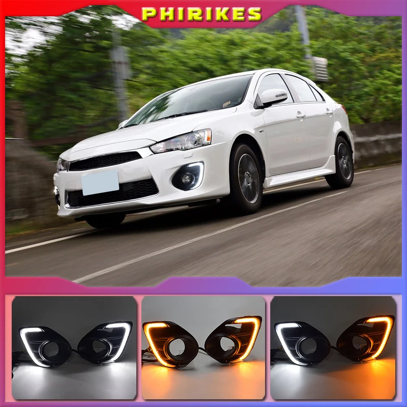 

1Pair Fog lamp For Mitsubishi Lancer 2016 2017 2018 2019 12V LED Daytime Running Light DRL Lamp with yellow signal style relay