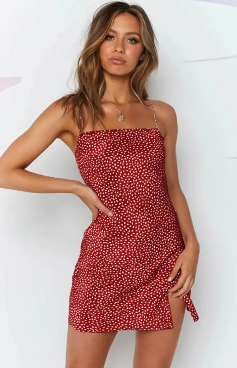 

Женское платье, Новинка лета 2021, женское Стройное облегающее платье с цветочным принтом, без рукавов и с разрезом на бедрах, сарафан, Платья ...