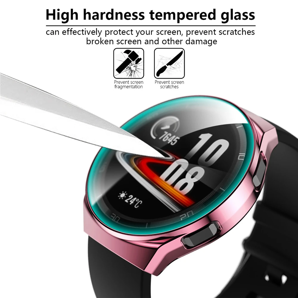 

All-inclusive Plating Protective Frame Case with Tempered Film Screen Protector for Huawei Watch GT 2e Smartwatch Accessories