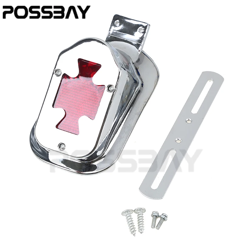 Задний фонарь POSSBAY для мотоцикла хромированный подсветка номерного знака ABS 12 В