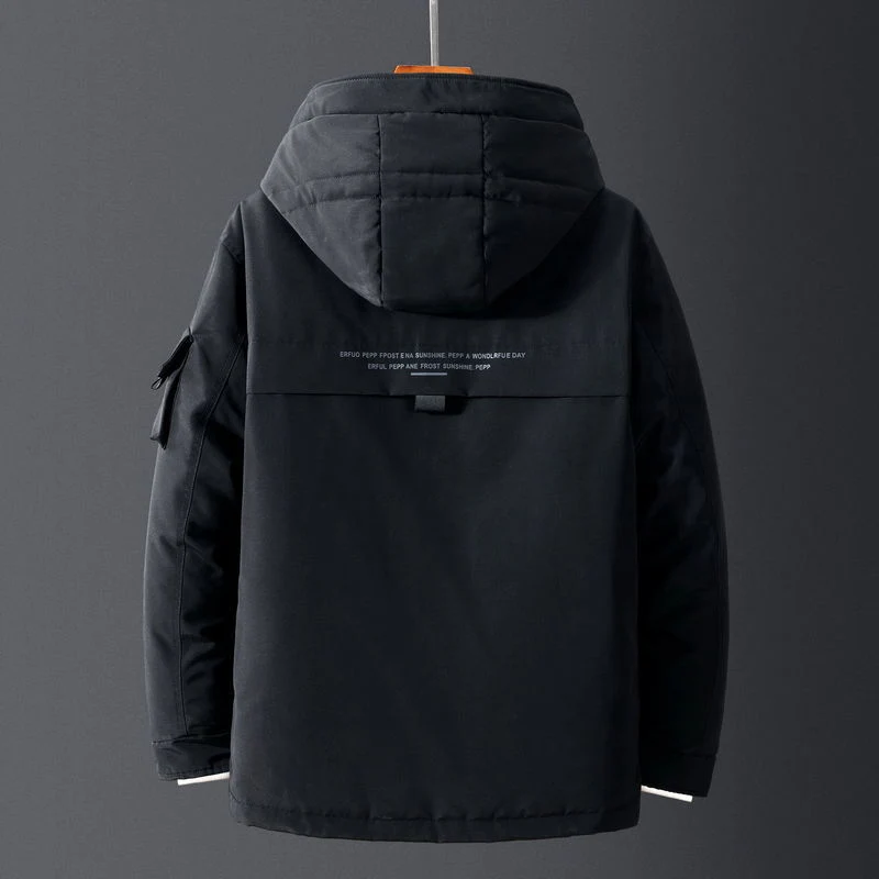 Down Padded Jacket Men's Mid-length Section 2021 New Big Pocket Trend Thickened Thick Parka Coat Warm and Handsome Winter Jacket