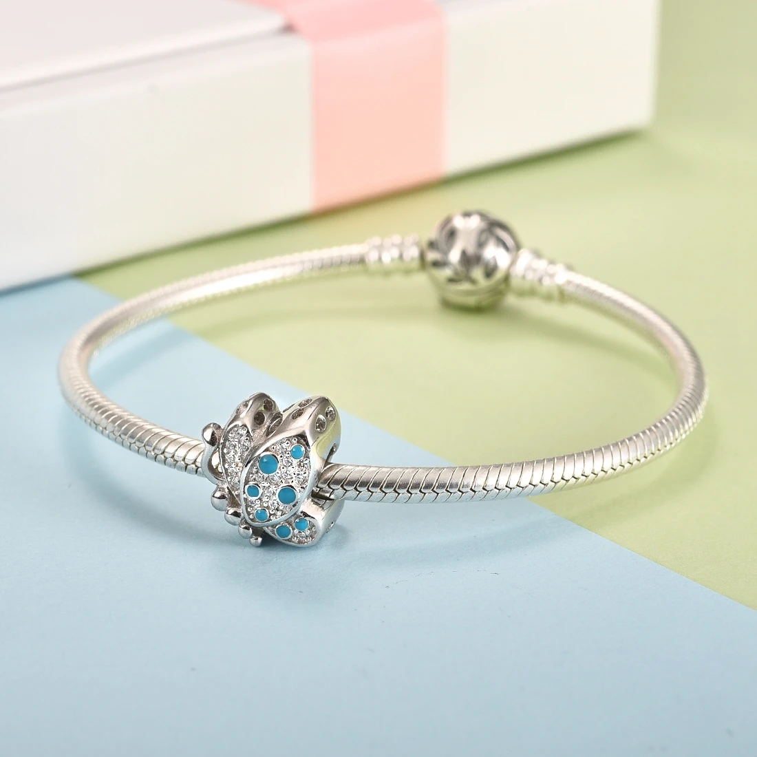 Женские шармы-бусины из серебра 925 пробы с синей бабочкой | Украшения и аксессуары