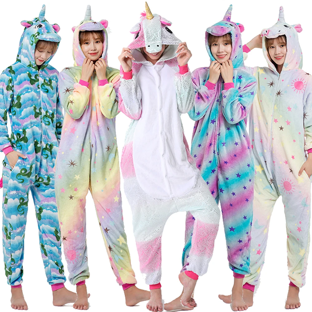 кигуруми для взрослых Женская и мужская пижама с единорогом Пижама животными