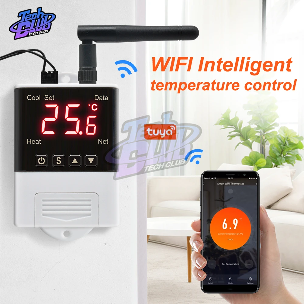 lcd digital smart wifi thermostat temperature control dtc1201 thermometer controller ac 110v 220v home heater cooler control free global shipping
