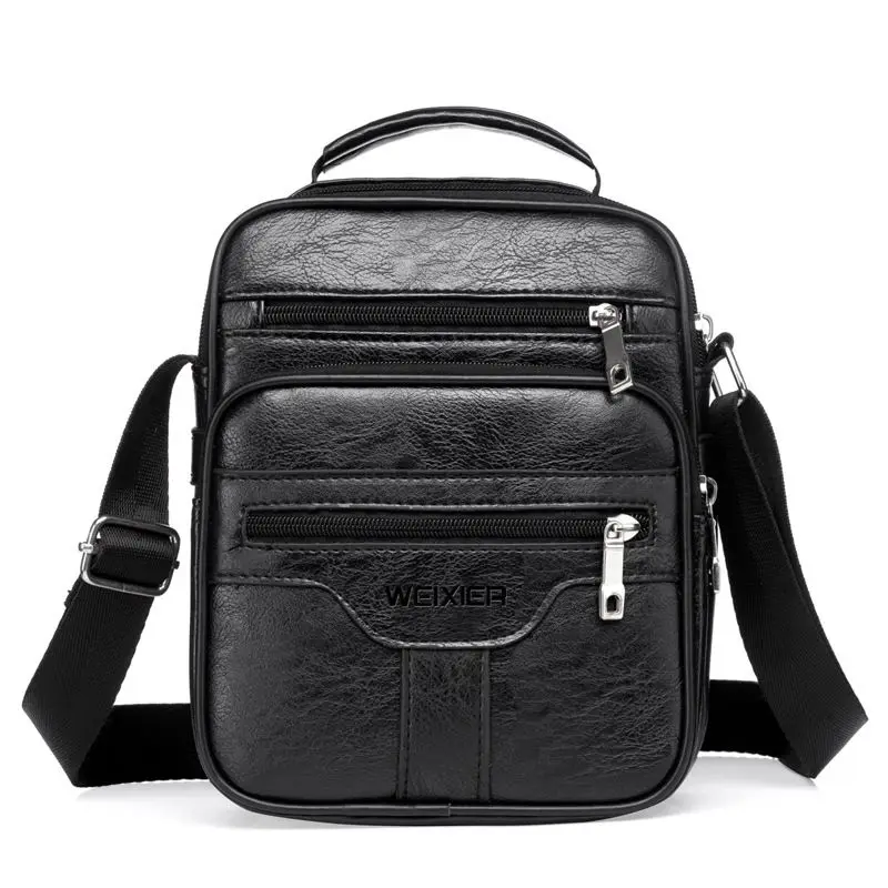 Weysfor New Fashion Shoulder Bag for Men PU Leather Flaps Men's Crossbody Bags Business Flap Male Solid Messenger Bag Travel Bag