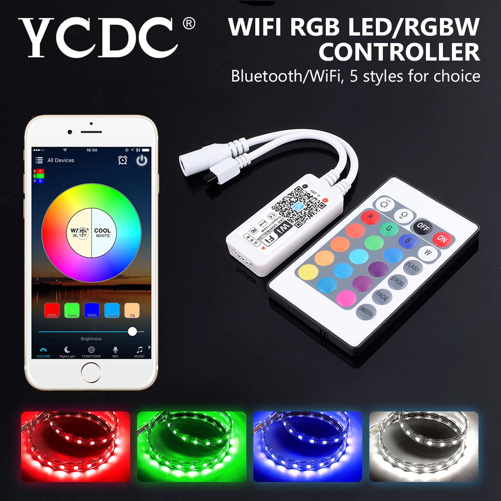 

Новый продукт, миниатсветильник ный Bluetooth/Wi-Fi светодиодный контроллер Rgb/Rgbw, световая лента с помощью приложения для смартфона, 5 В, 12 В, 24 В по...