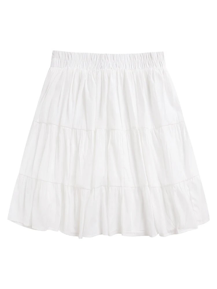 

Student's white A-line skirt women's summer 2021 new high waist short skirt shows thin cover crotch versatile pleated skirt