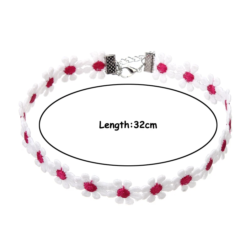 Корейский чокер с цветами и растениями ожерелье из кружевной ткани короткие