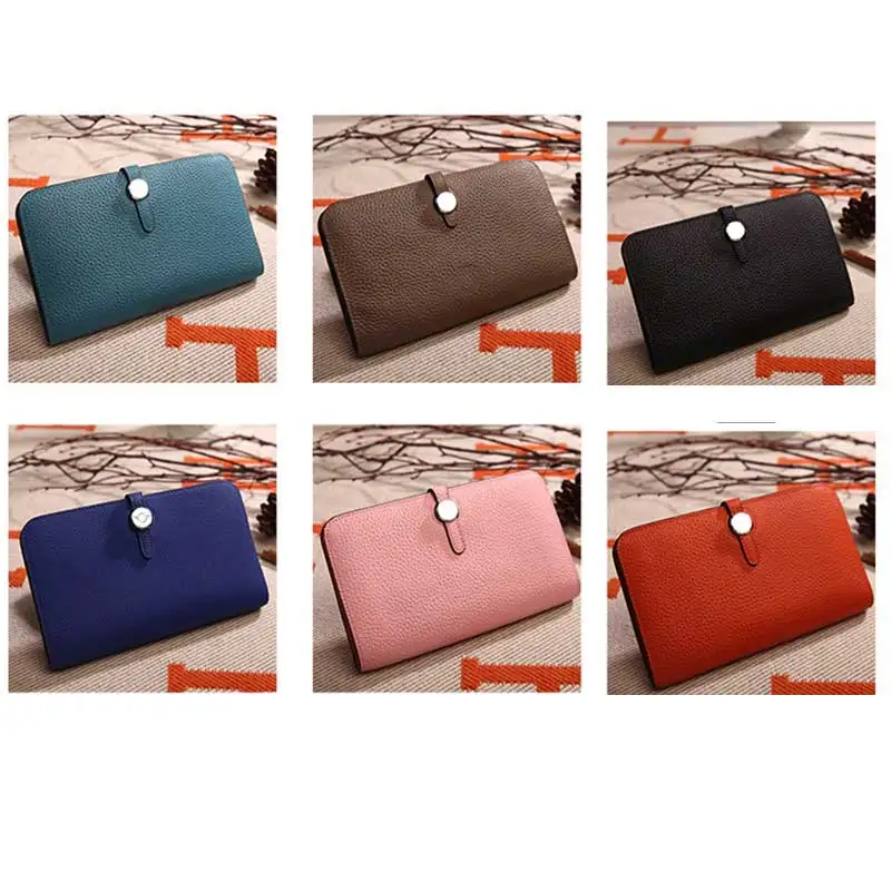 

Cow leather lychee pattern wallet Platinum wallet Women long clutch leather passport holder bag