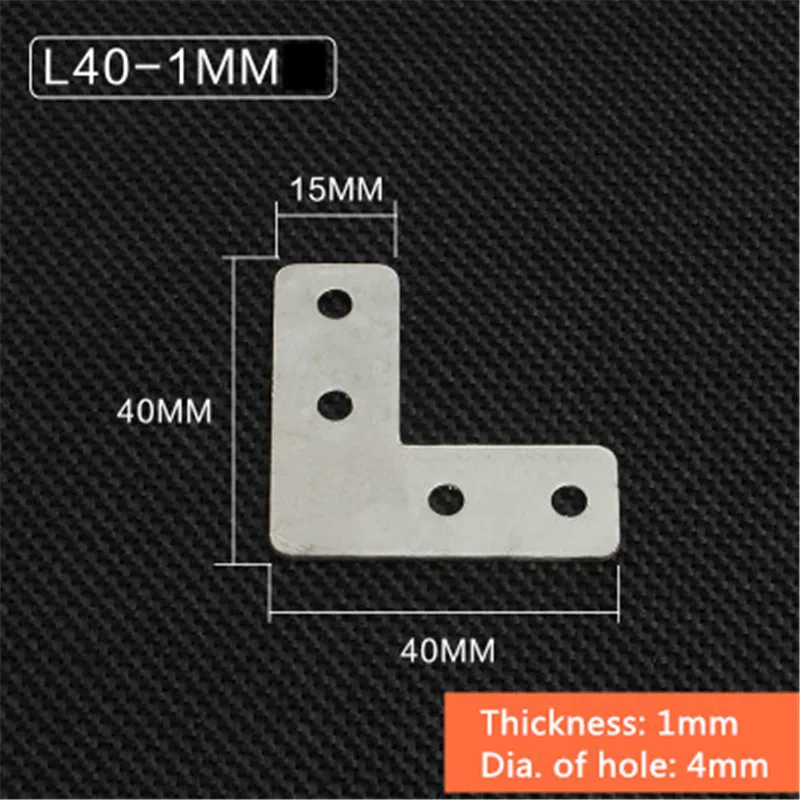 L40-1mm 5 шт./лот из нержавеющей стали Гладкий угловой кронштейн сатин L T Форма доска поддержка угловой кронштейн мебельная фурнитура разъемы - Цвет: L40-1mm