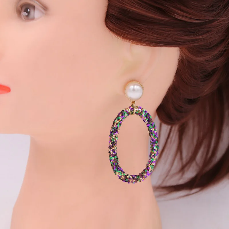 В богемном стиле с блестками Смола Висячие серьги для женщин вечерние длинные