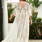 Женская пляжная одежда с вышивкой, длинное бикини с узором, Пляжная накидка для купания и отдыха