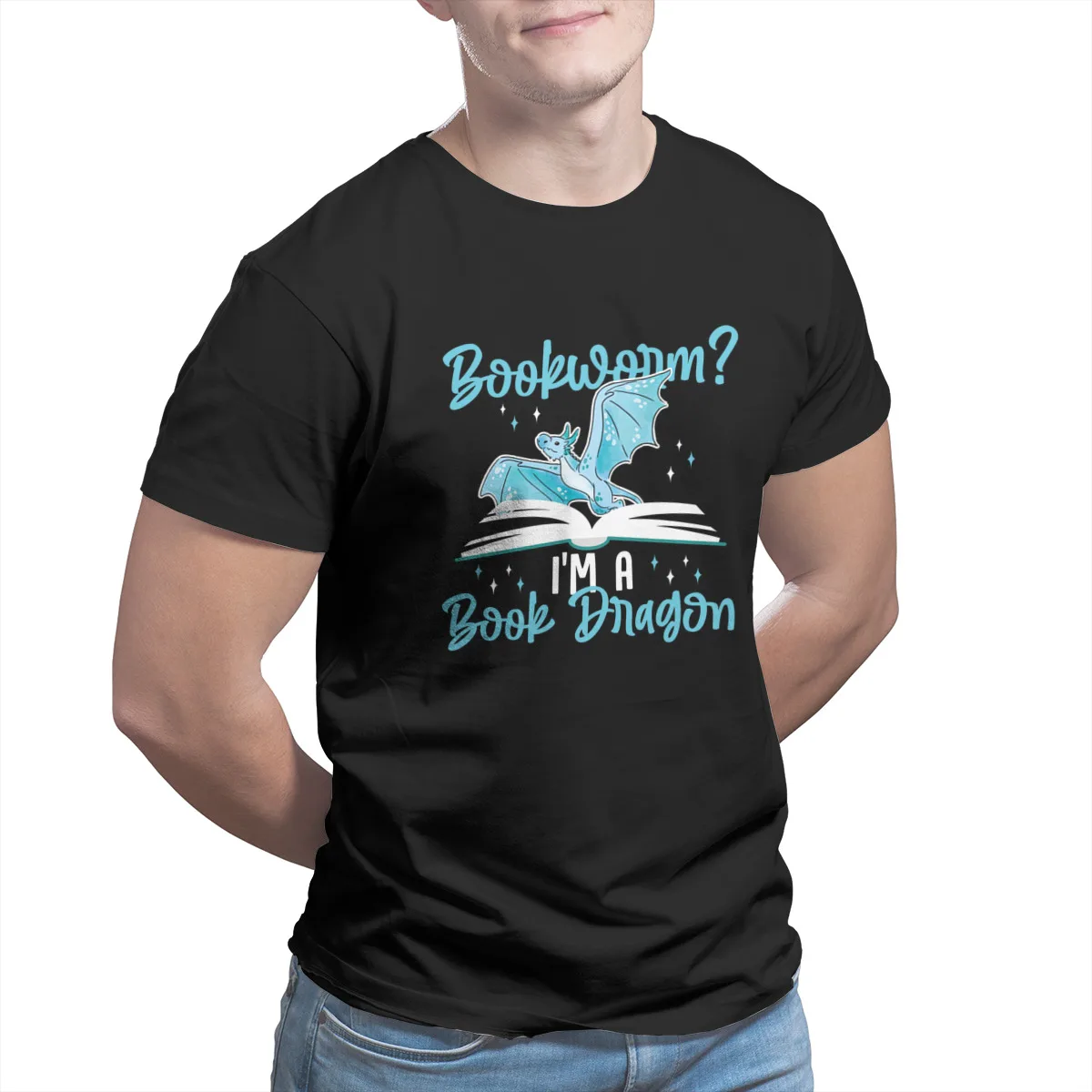 

Men's T-shirts book dragon Print 100% Cotton Couples Matching Punk Kawaii Tshirts 33025