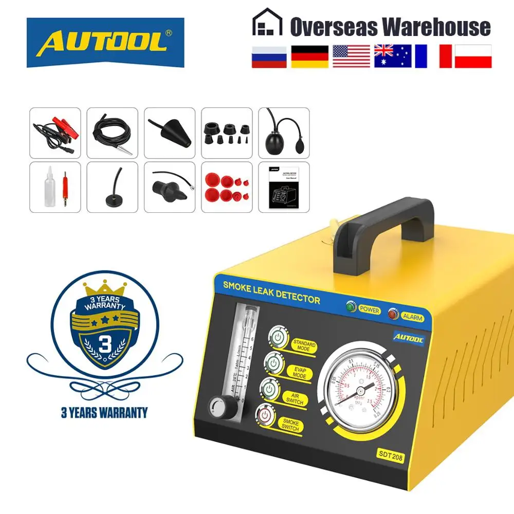 Автомобильный детектор утечки дыма AUTOOL SDT208 тестер Системы EVAP для вакуумной