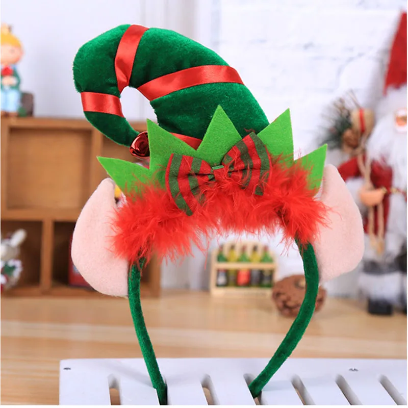 Рождественский ободок эльфа украшение для детей головной убор взрослых обруч