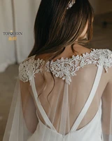 topqueen g36 bridal shawl sexy reverse decoration cloak lace embroidery for reverse wedding dress wedding cape veil tulle cape