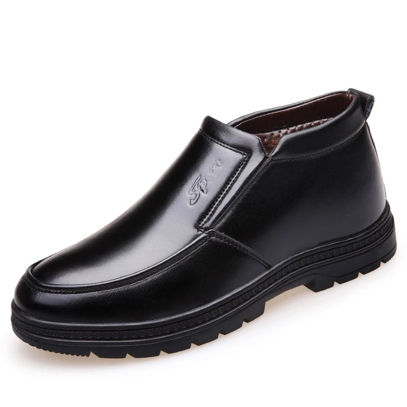 Мужские зимние ботинки кожаные из микрофибры с нескользящей подошвой размеры 38-44