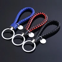 12color vintage keychain leather rope strap weave keyring car key chain braided ring key fob sling jewelry gift lanyard for keys