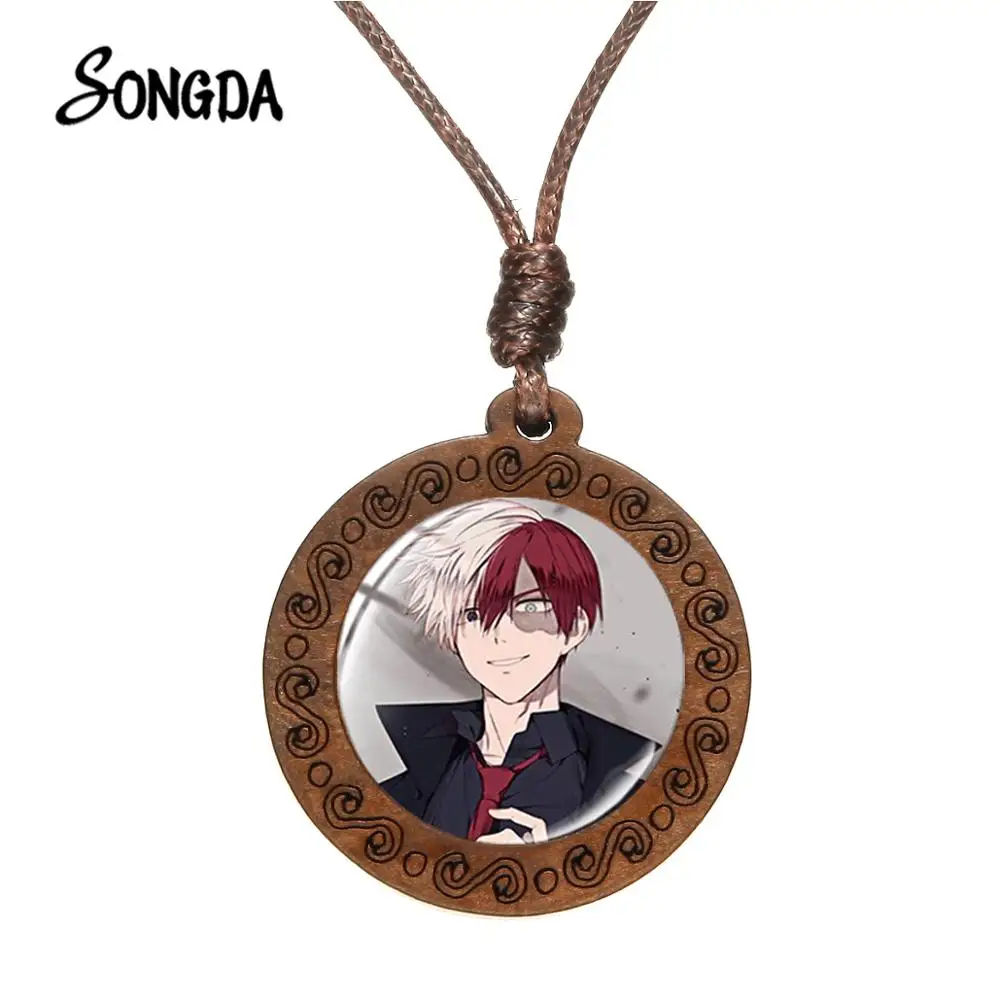 Мой герой из дерева изготовлен ожерелье haku Todoroki Katsuki с анимационным персонажем