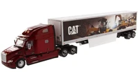 2021 new dm 150 peterbilt 579 sleeper cab in red with caterpillar mural dry van trailer truck transport series 85665