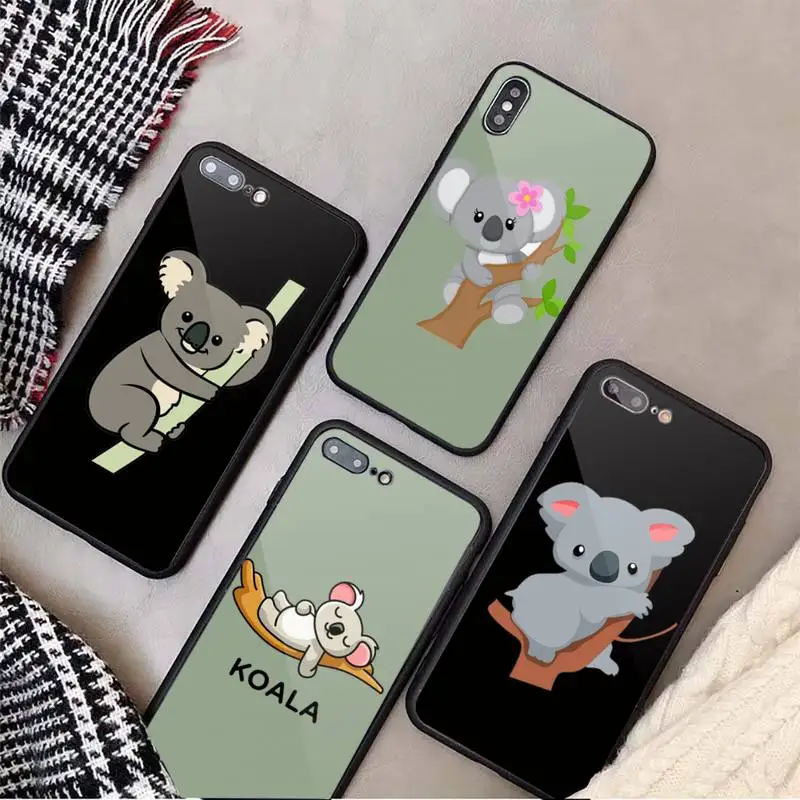 

koala cute animal cartoon Phone Case Tempered glass For iphone 6 7 8 plus X XS XR 11 12 13 PRO MAX mini
