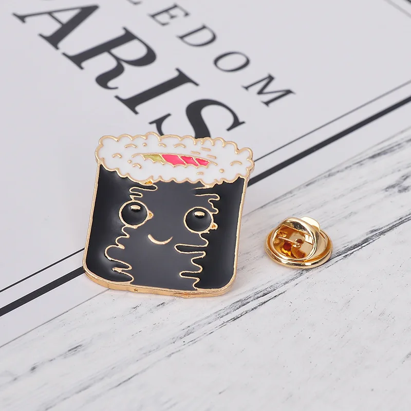 7 Style Collection Enamel Pins Brooches for Women Backpack Clothes Lapel Pin Sushi Salmon Brooch Badges Creative Cartoon Jewelry - Окраска металла: style 1