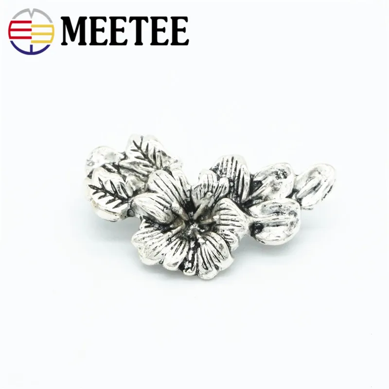 Meetee 10/20 шт 29*16 мм цветок лист ретро металлическая кнопка для пальто женские