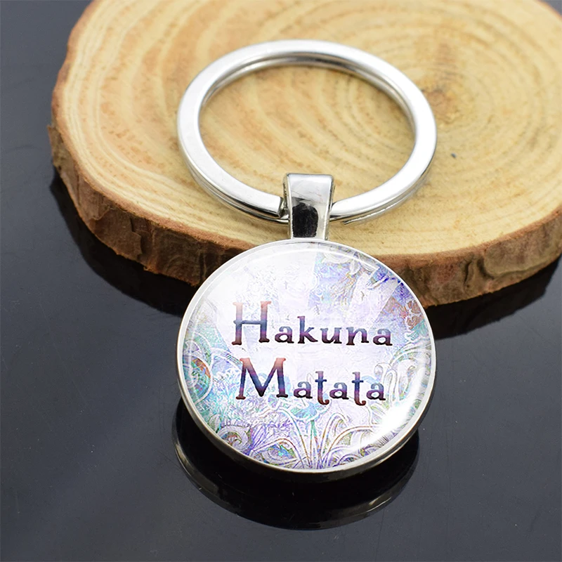 Вдохновляющая Цитата Hakuna Matata двухсторонний брелок со стеклянным кабошоном