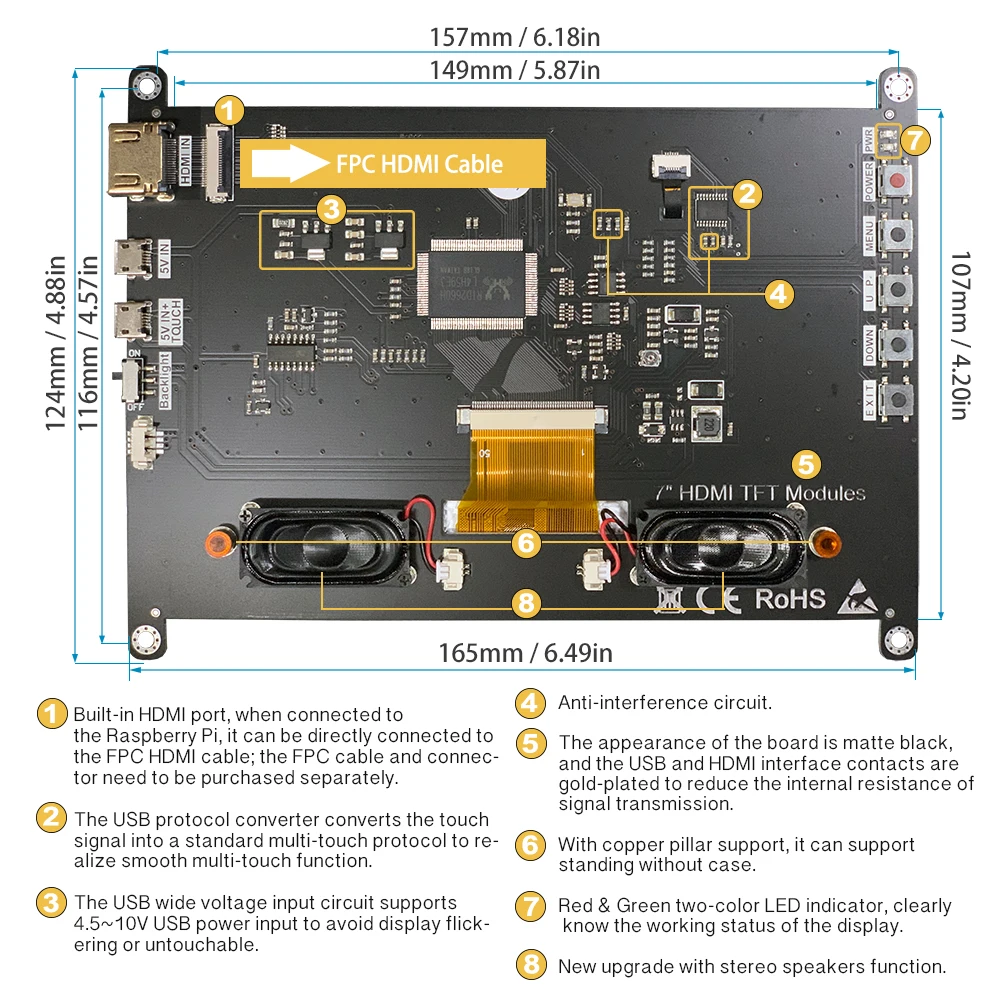 7-дюймовый сенсорный экран Raspberry pi 1024x60 0 ЖК-дисплей модуль TFT ЖК-монитор монитор