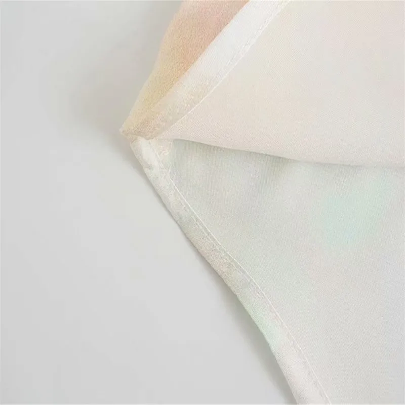 

Za 2021 Tie Dye Satin Summer Shirt Women Long Sleeve Front Patch Pockets Vintage Shirts Metal Button Female Casual Blouse Top