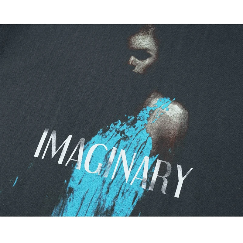 

ELKMU Mens Summer T-shirt Streetwear Horror Character Print Harajuku Short Sleeve Tshirt Fashion Tops Tees Shirts Loose HE803