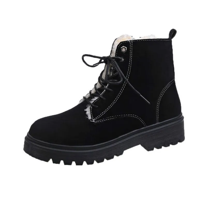 

Snow Boots Women Winter Plush Keep Warm Round Toe Platform Flat Bottom Flock Breathable Woman's Leisure Short Boots Botas Mujer