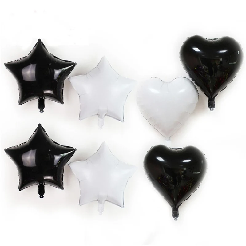 Алюминиевые Воздушные шары в форме сердца черно белые серебристые простые