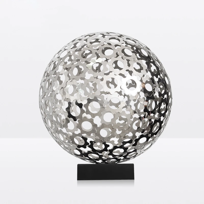 

Modern simple metal stainless steel geometric sphere ornaments hotel lobby villa garden living room sculpture crafts