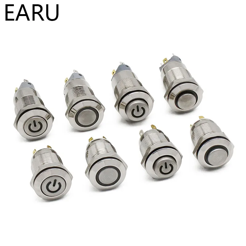 12 мм плоский с высоким напором Водонепроницаемый металлический кнопочный