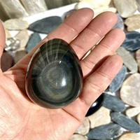 natural rainbow obsidian hand carved egg crystal healing gems