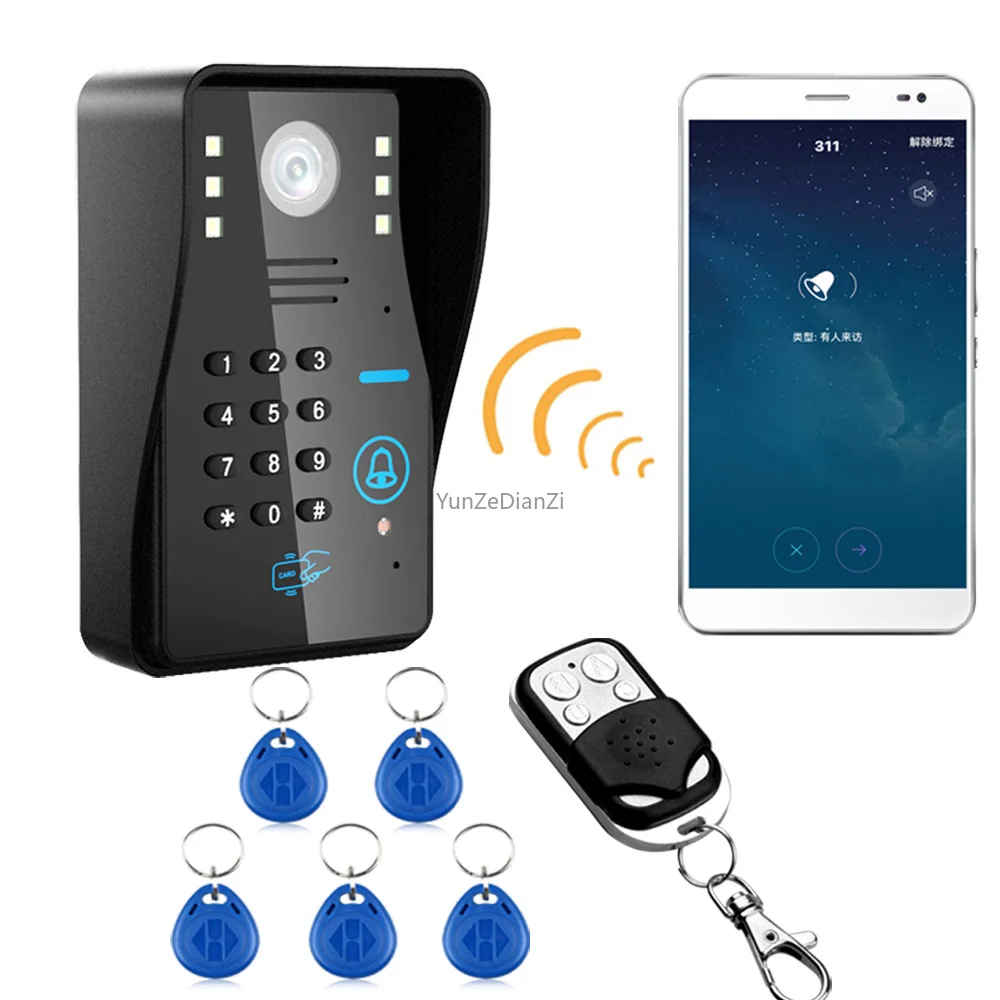 

Wireless IP WIFI RFID Password Video Door Phone Doorbell Intercom System Night Vision Waterproof Access Control System