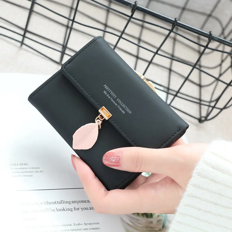 

Fashion Color Wallet Leaf Short Of Solid Korean Ladies Simple Leather 2020