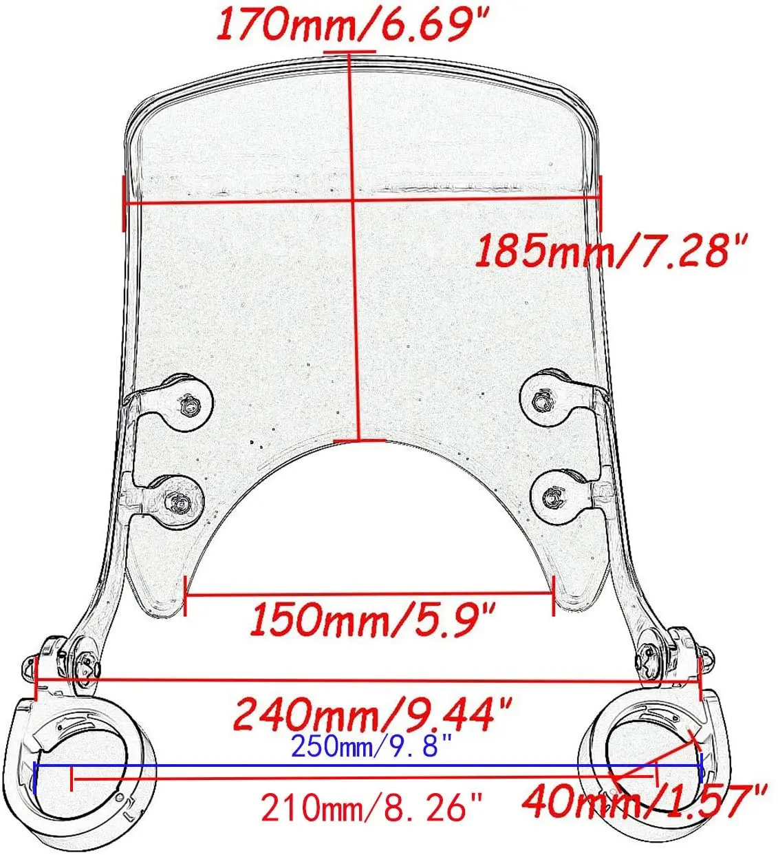 

Motorcycle 39-41mm Smoke Adjustable Custom Compact Sport Wind Deflector Windshield For Harley Sportster XL 883 1200 2004-2019