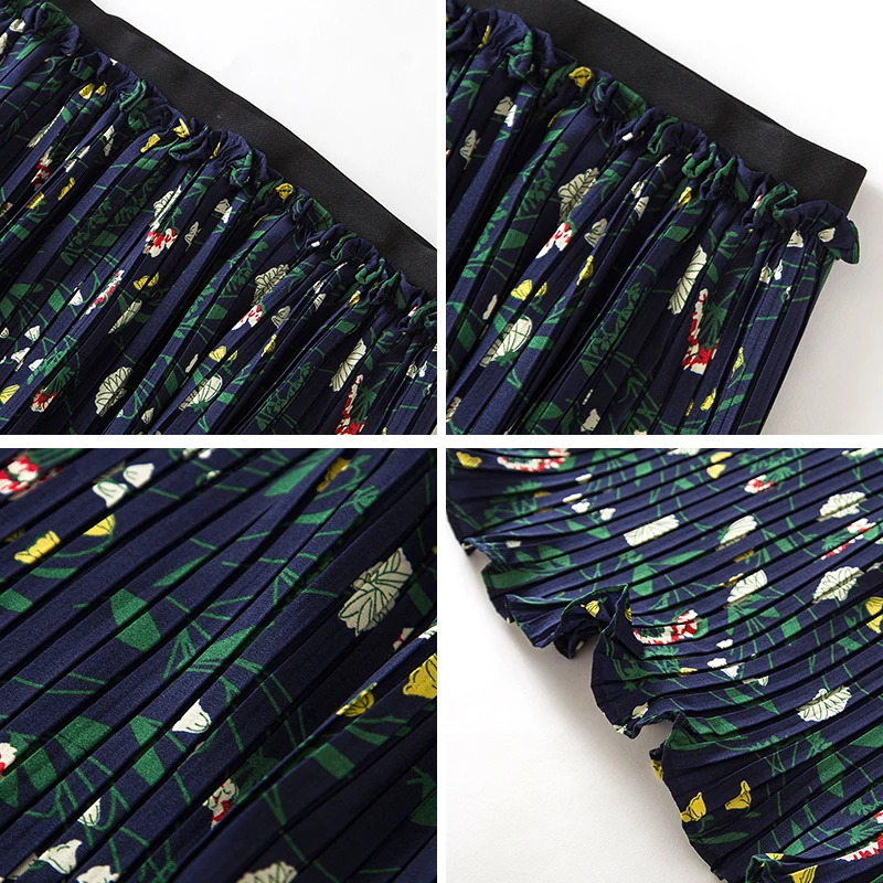 Женская летняя плиссированная юбка из шифона с цветочным принтом размера плюс