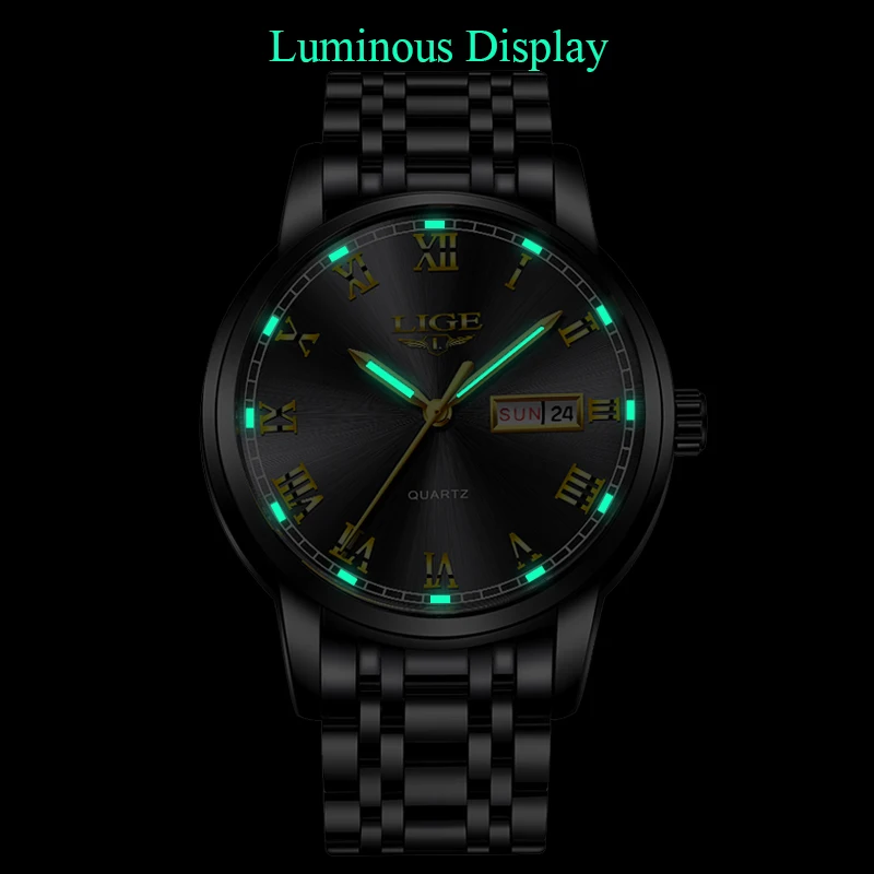 Часы наручные LIGE мужские деловые модные брендовые роскошные простые