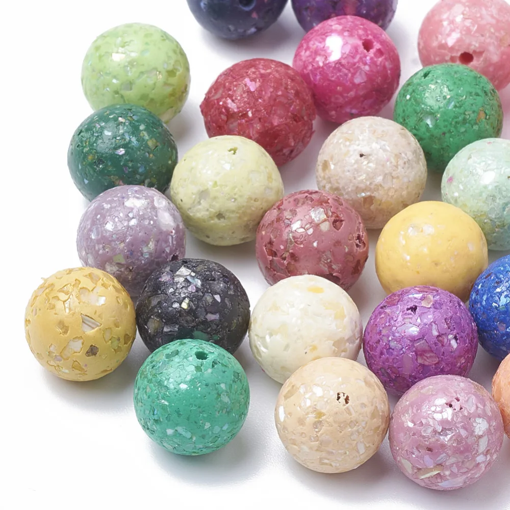 

10pcs Handmade Polymer Clay Beads 12mm Round with Shell Mixed Color for Jewelry Bracelet Necklace Making Accessories Hole 1mm