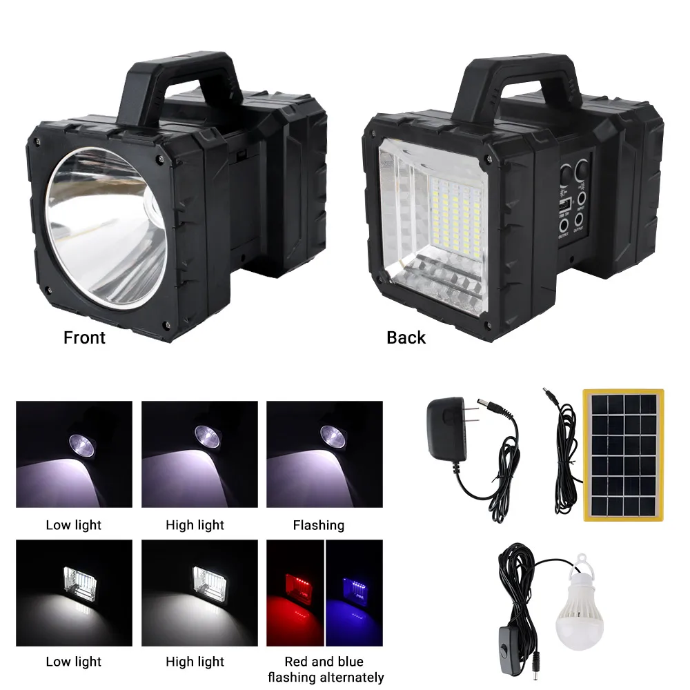 Солнечный светодиодный кемпинг Фонари с двойной головкой вспышки светильник