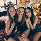 Повязка на голову с новым годом 3 шт. Золотая Серебряная черная алюминиевая Женская тиара Рождественская Новогодняя повязка аксессуары для волос