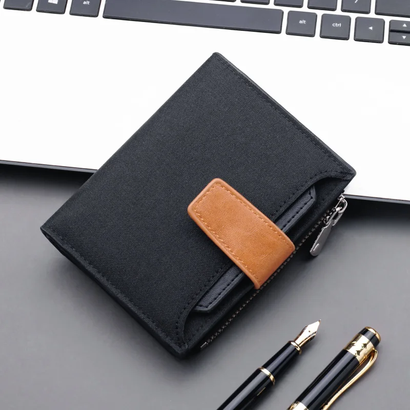 

Men's Wallet Fashion Short Multi-Card Slot Solid Color Wallet High Capacity Button Zipper Wallet Multifunction Coin Purse