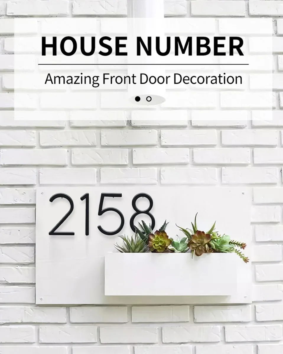 12cm Big 3D Modern House Number Door Home Address Numbers for House Number Digital Door Outdoor Sign Plates 5 Inch.#1 Black