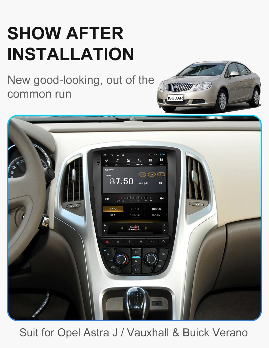 Isudar H53 Вертикальный 1 Din Android авто радио для Opel/Vauxhall/Astra J Buick/Verano 2009- gps Автомобильный мультимедийный ram 4G rom 64GB