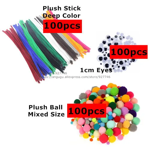Deep-Each 100pcs 1 1,5 2 2,5 3 см большой средний маленький цветной шерстяной шар для мальчиков и девочек Игрушки для детского сада ручной работы материалы плюшевая палочка помпоны BS94 - Цвет: Deep-Each 100pcs