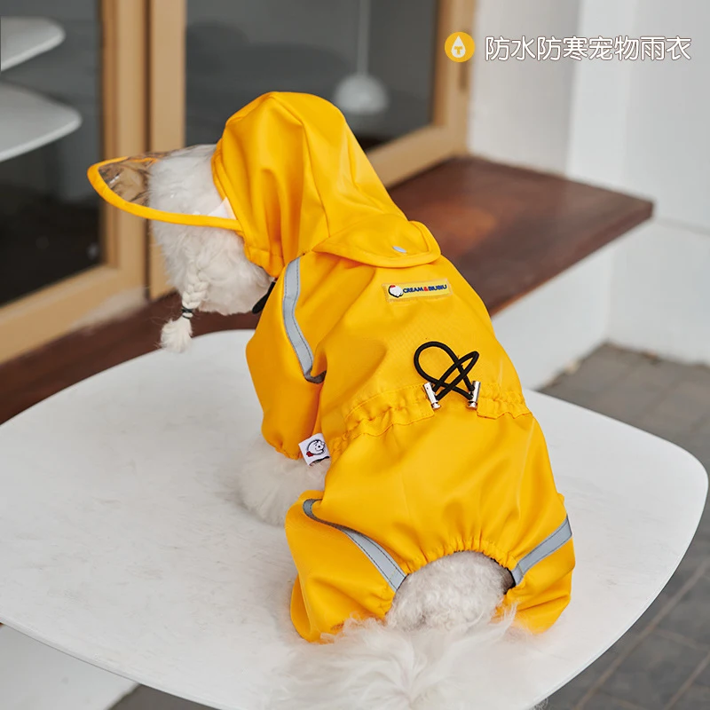 

New Pet Raincoat Puppy Four Feet Hooded Transparent Waterproof Teddy Large Dog Rain Out Clothes for Animals
